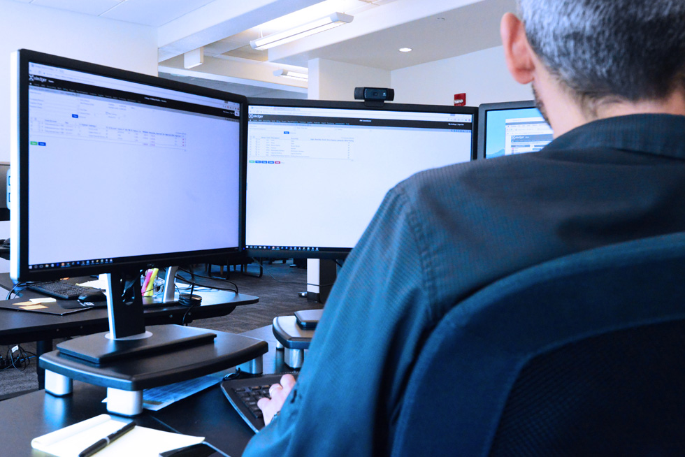Person reviewing their data in Xledger's Unified ERP
