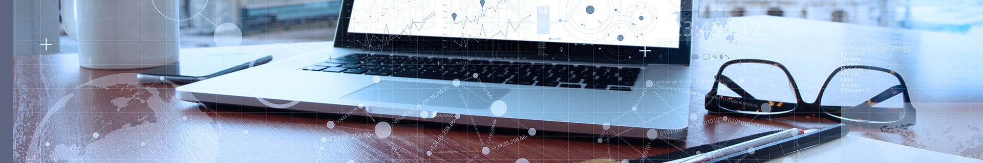 Unifed Solution header image A laptop with a lot of different data in one unified view